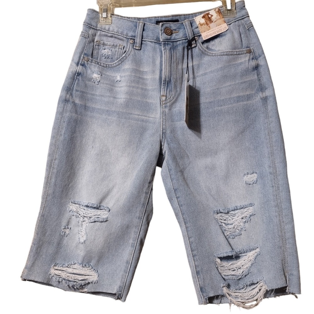 Sincerely Jules Shorts 1/25 Womens Super High Rise Skater Whiskering Distressed